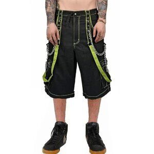 Gothic Bondage Men's Short Alternative Punk Rock Skater Emo Shorts